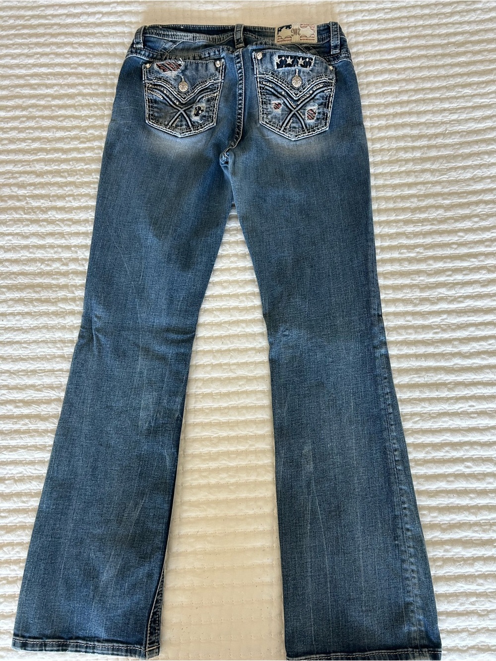 Miss Me Blue Embroidered Boot Cut Jeans 32 X 34 - Picture 5 of 6